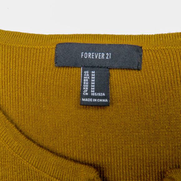 Forever 21 Ribbed Knit Lace Up Sweater Mustard Brown - Picture 5 of 8